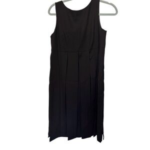 CAbi Black Pleated Midi Sheath Dress